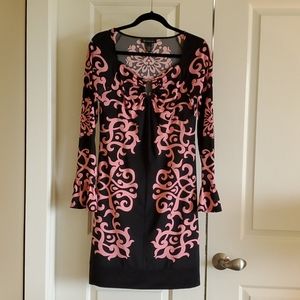 Pink and Black Whimsical print Dress